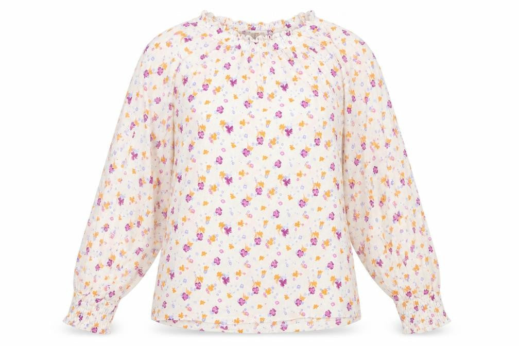 Marks and Spencer Womens White Floral Viscose Basic Blouse Size 14 Round Neck