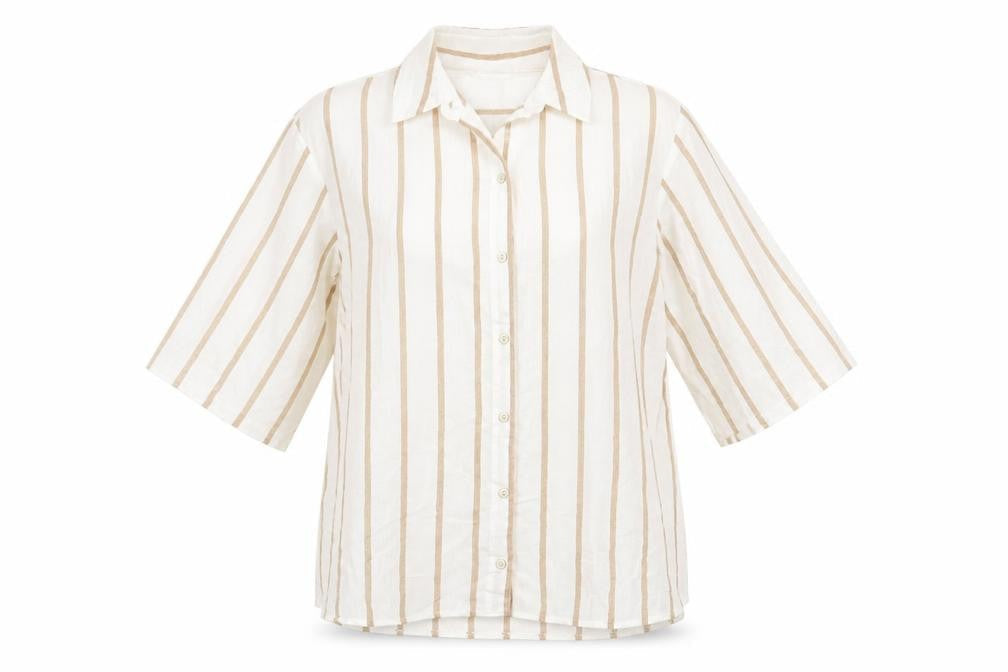 Papaya Womens White Striped Viscose Basic Button-Up Size 10 Collared