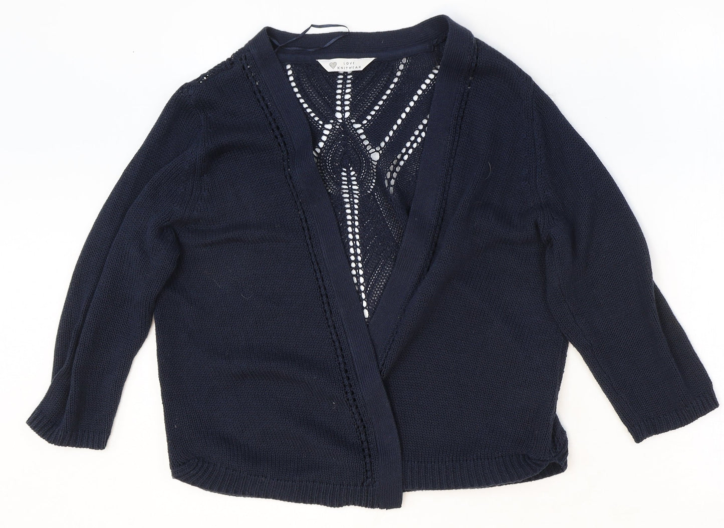 BHS Womens Blue V-Neck Cotton Cardigan Jumper Size 14