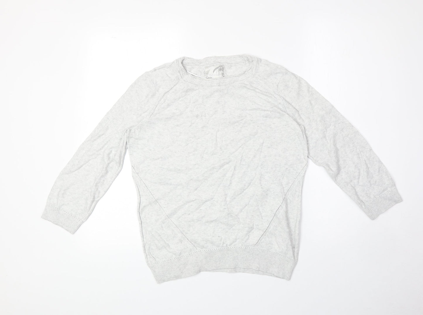 RJR.John Rocha Womens Grey Boat Neck 100% Cotton Pullover Jumper Size 12