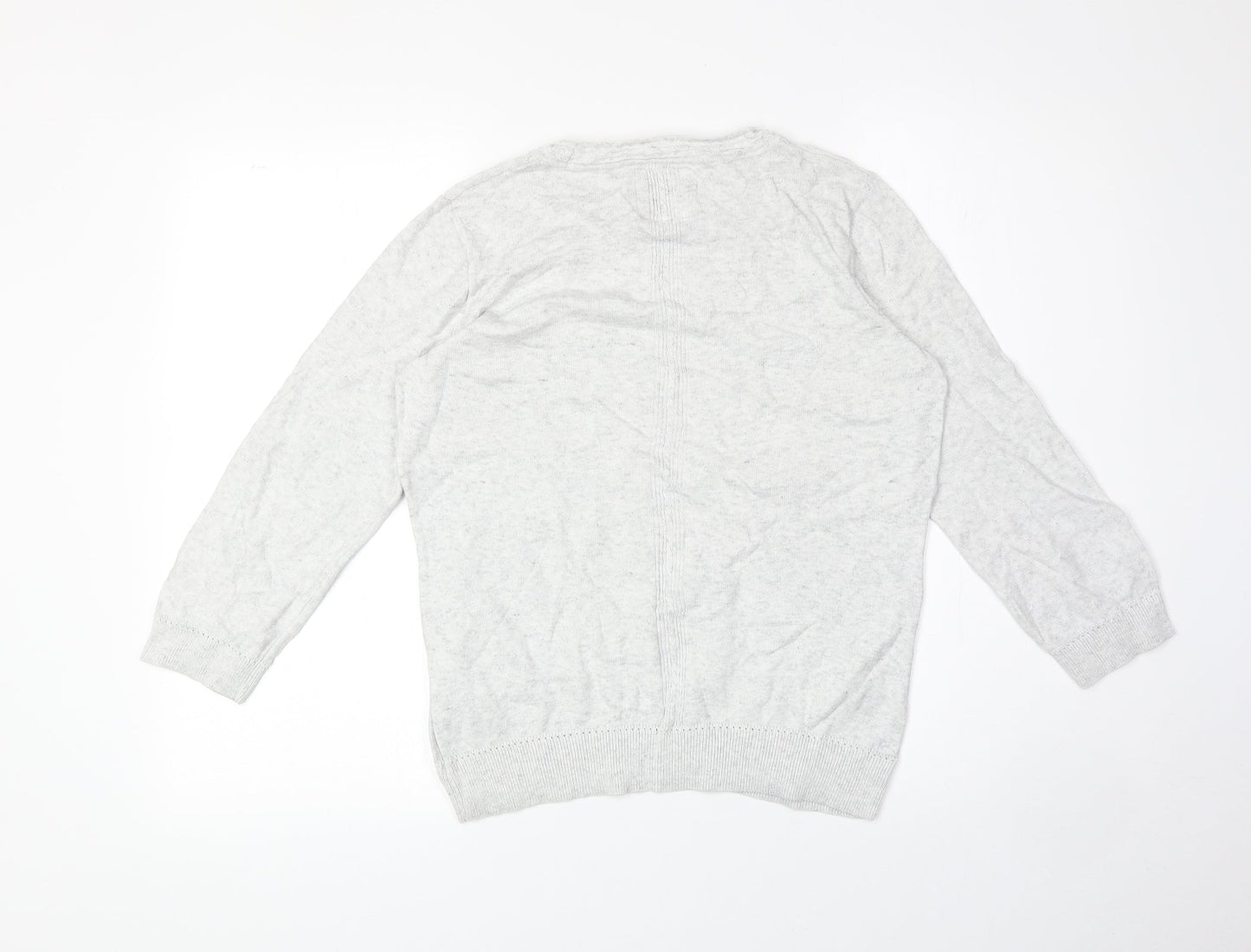 RJR.John Rocha Womens Grey Boat Neck 100% Cotton Pullover Jumper Size 12
