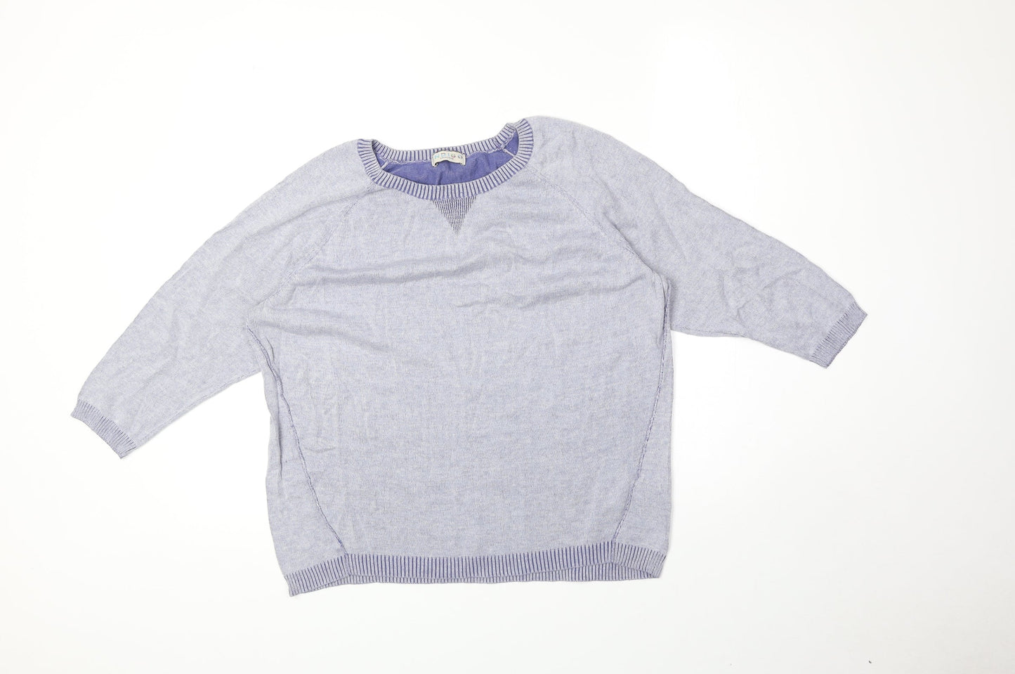 Marks and Spencer Womens Blue Scoop Neck 100% Cotton Pullover Jumper Size 12