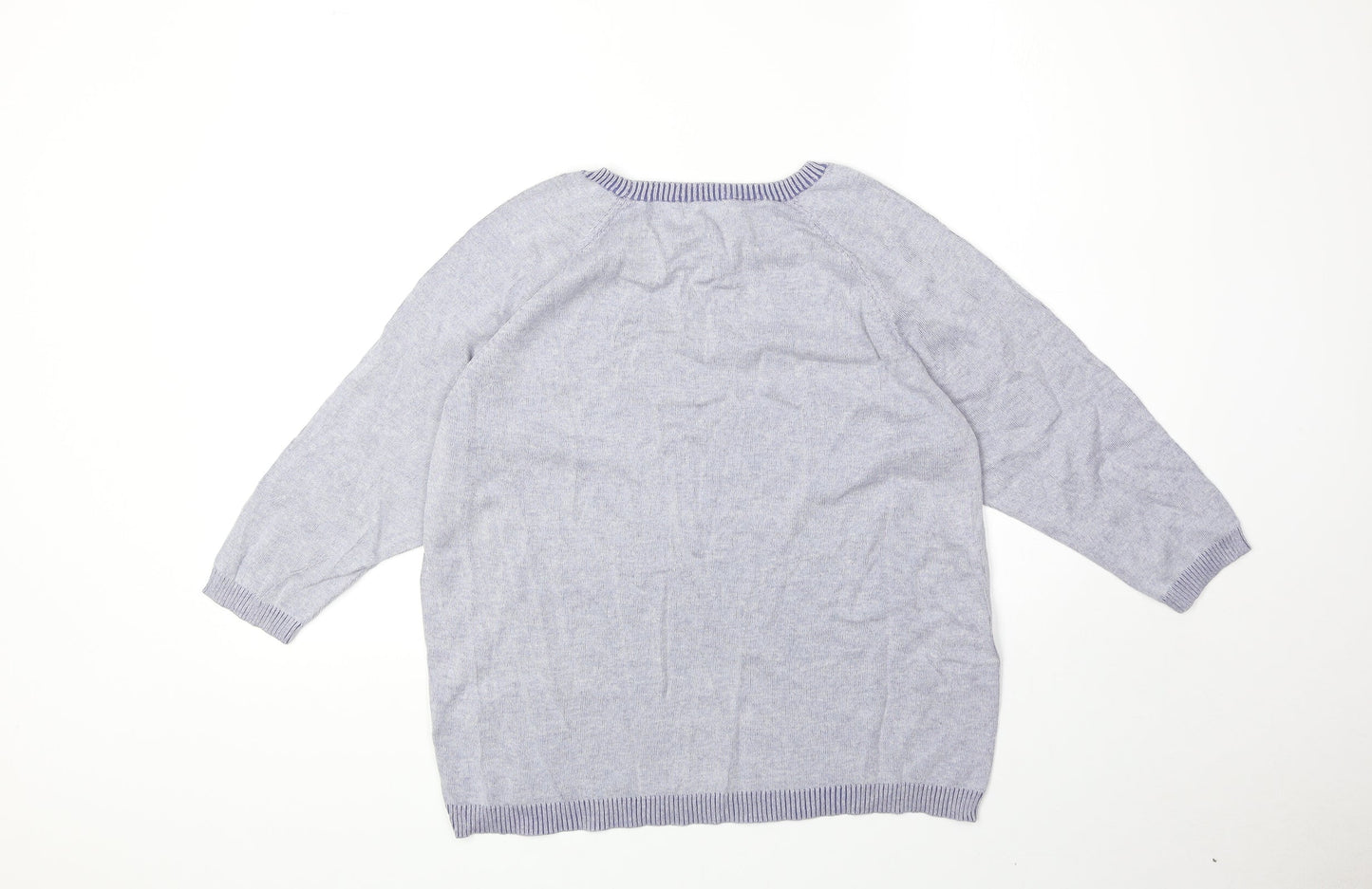 Marks and Spencer Womens Blue Scoop Neck 100% Cotton Pullover Jumper Size 12