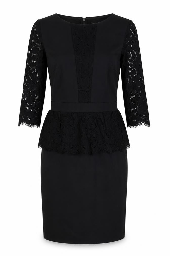 Paper Dolls Womens Black Cotton Shift Size 10 Round Neck Zip - Lace Detail