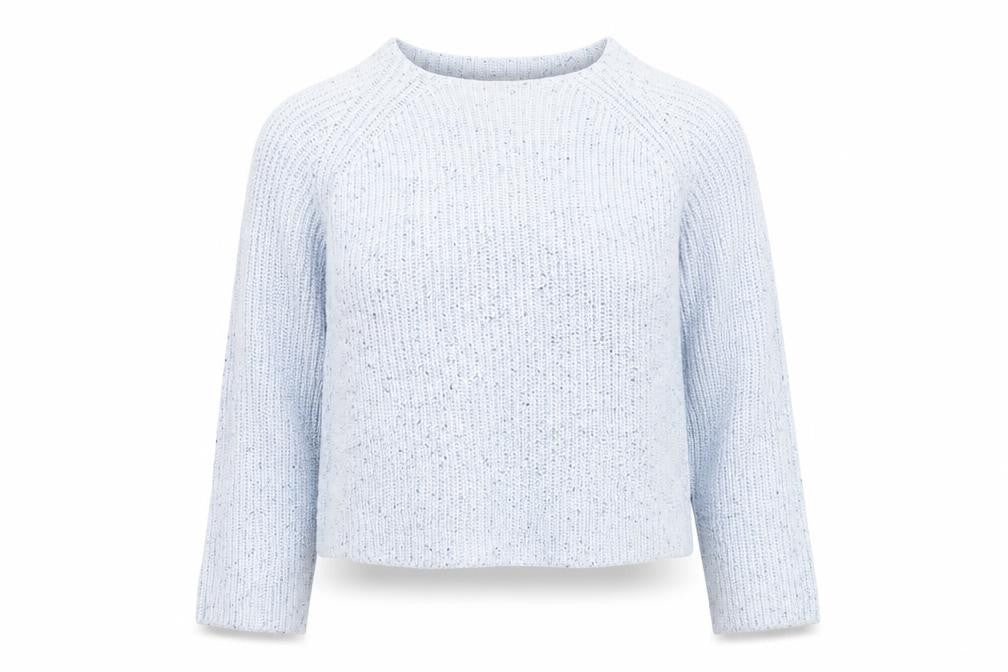 Basic Womens Blue Square Neck Acrylic Pullover Jumper Size S