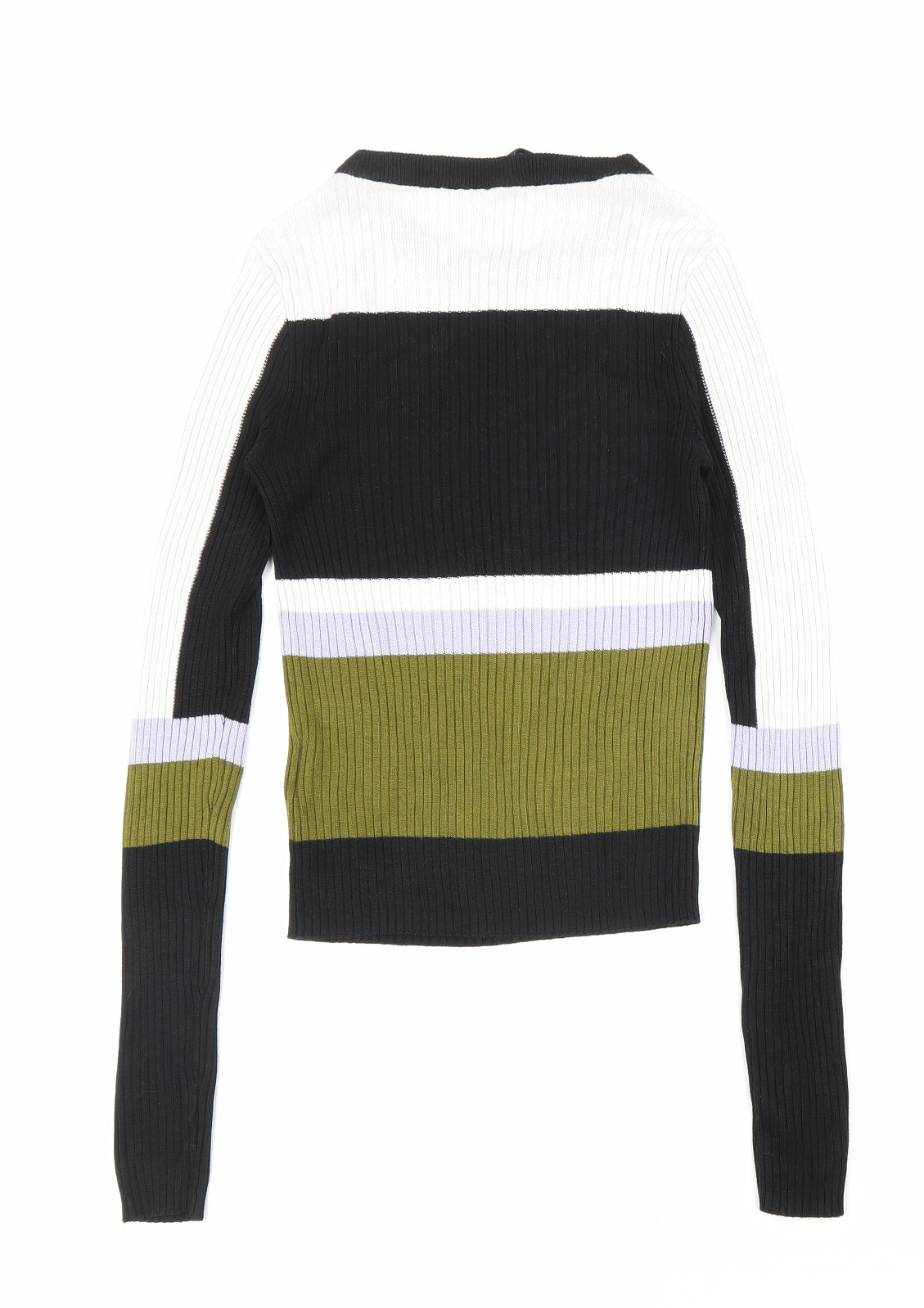 Divided by H&M Womens Multicoloured Boat Neck Striped Acrylic Pullover Jumper Size XS - Ribbed