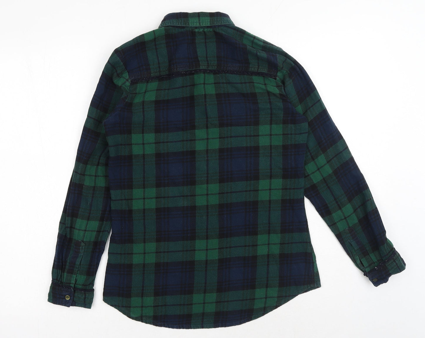 Dorothy Perkins Womens Green Plaid Cotton Basic Button-Up Size 8 Collared