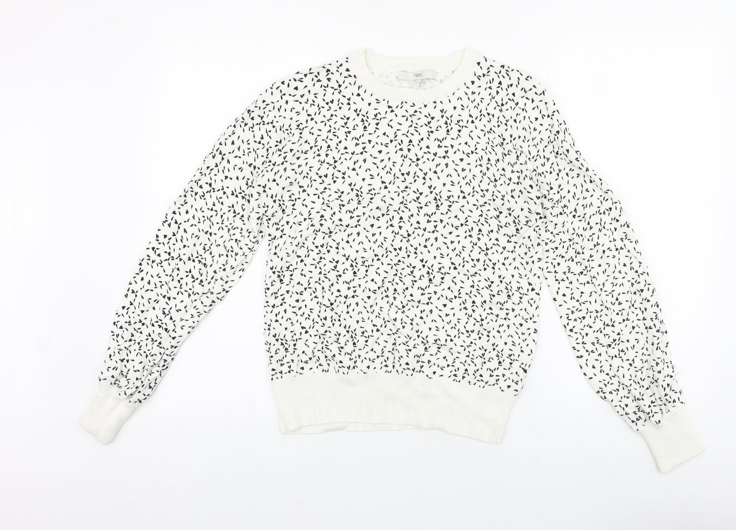 NEXT Womens White Scoop Neck Geometric Polyester Pullover Jumper Size 10