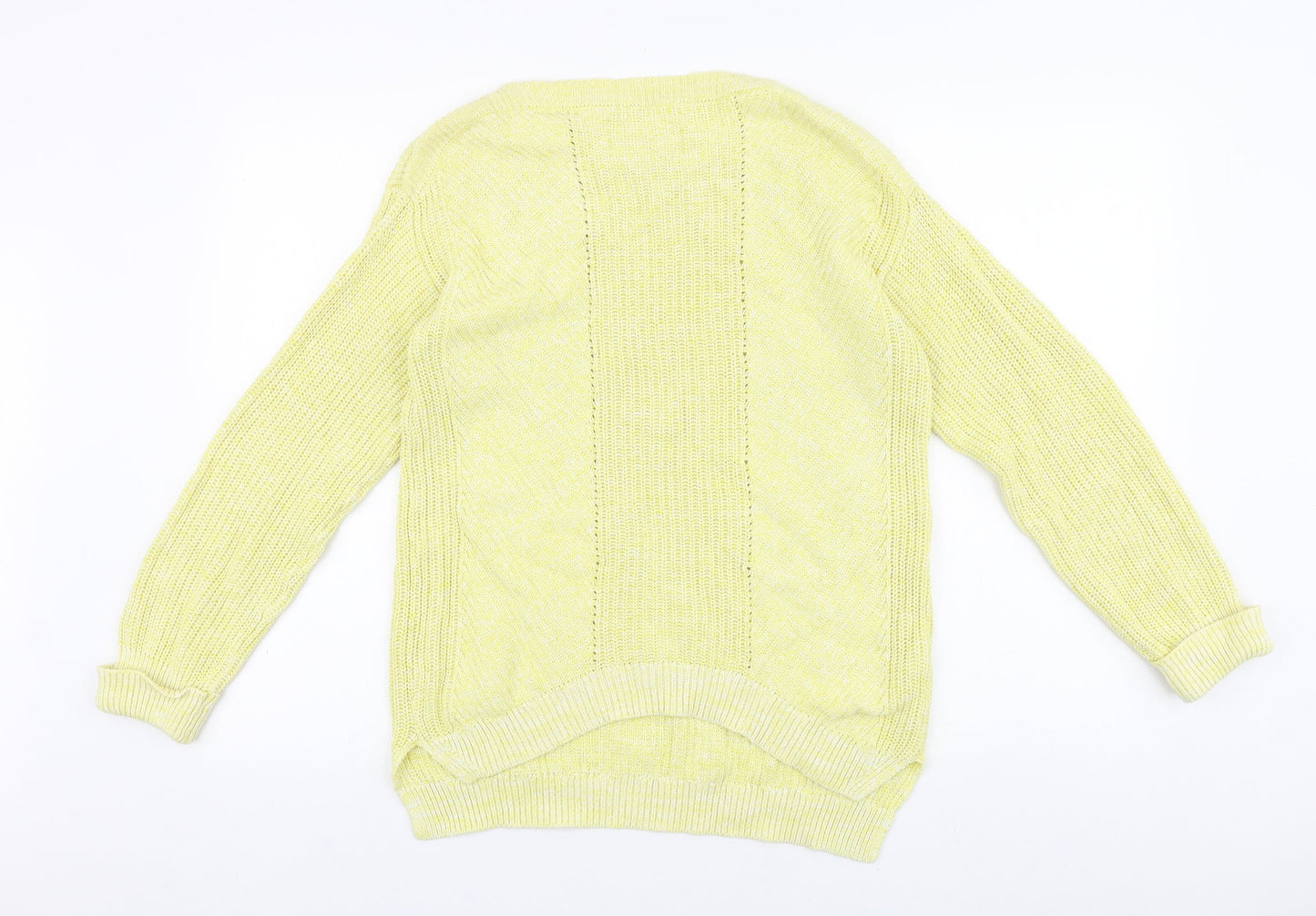 Marks and Spencer Womens Yellow Round Neck Acrylic Pullover Jumper Size S