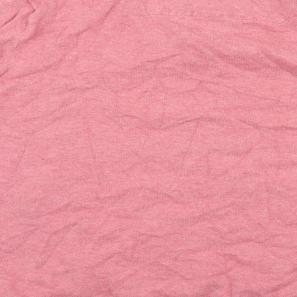 Marks and Spencer Womens Pink V-Neck Cotton Pullover Jumper Size M - Built in Shirt