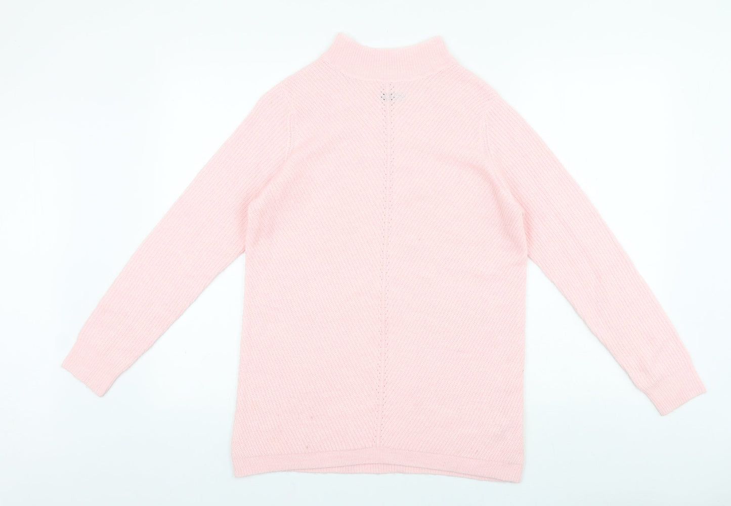 M&Co Womens Pink Mock Neck Acrylic Pullover Jumper Size 10