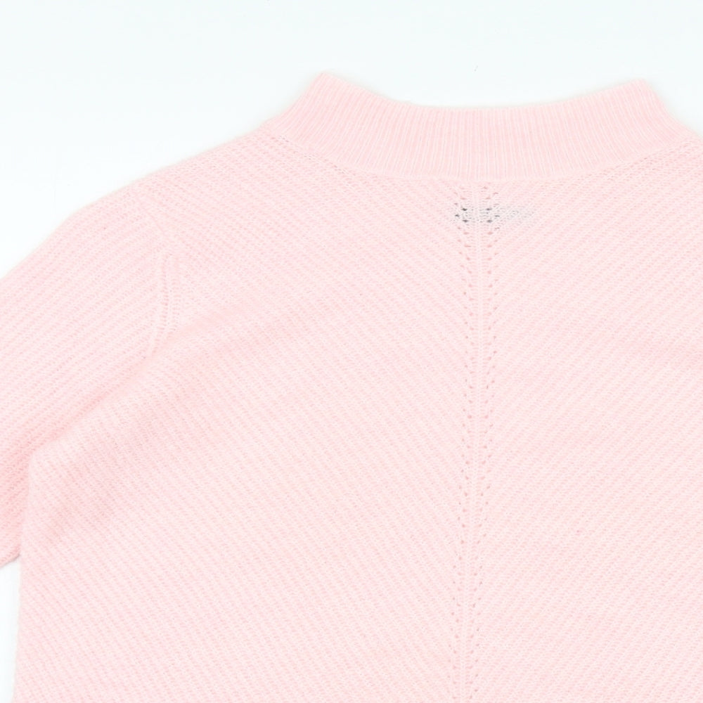 M&Co Womens Pink Mock Neck Acrylic Pullover Jumper Size 10