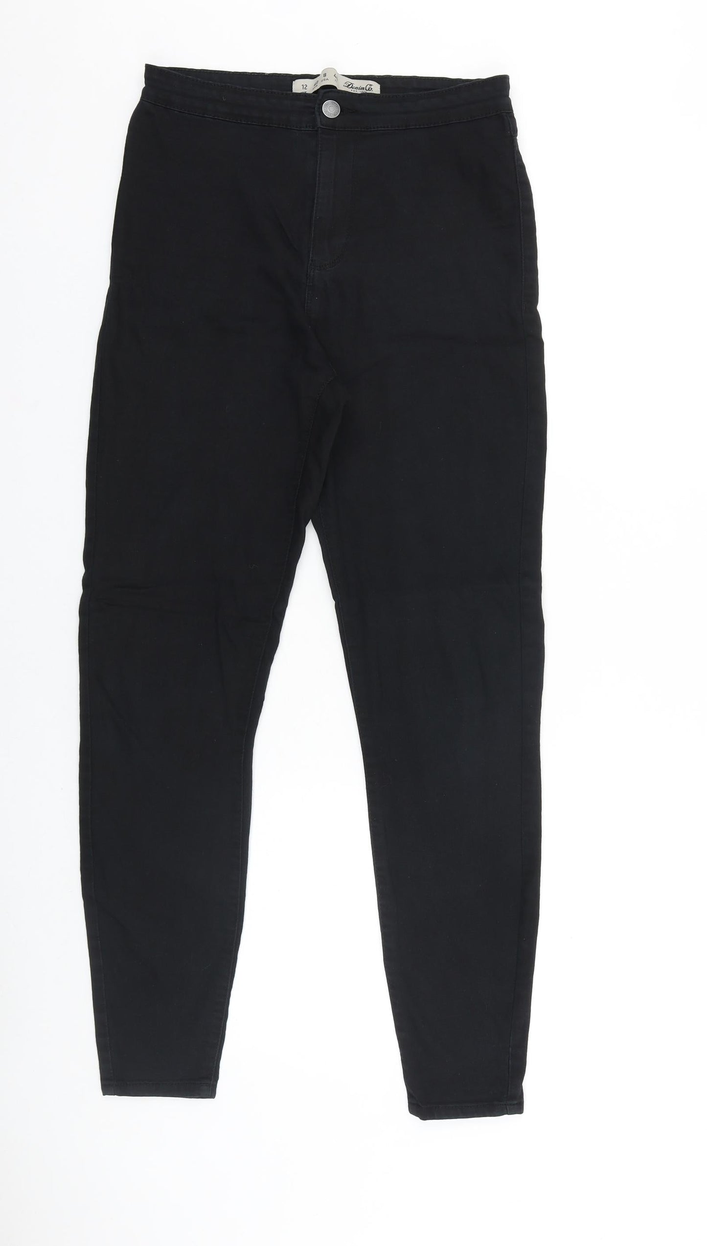 Denim & Co. Womens Black Cotton Skinny Jeans Size 12 L28 in Regular Zip