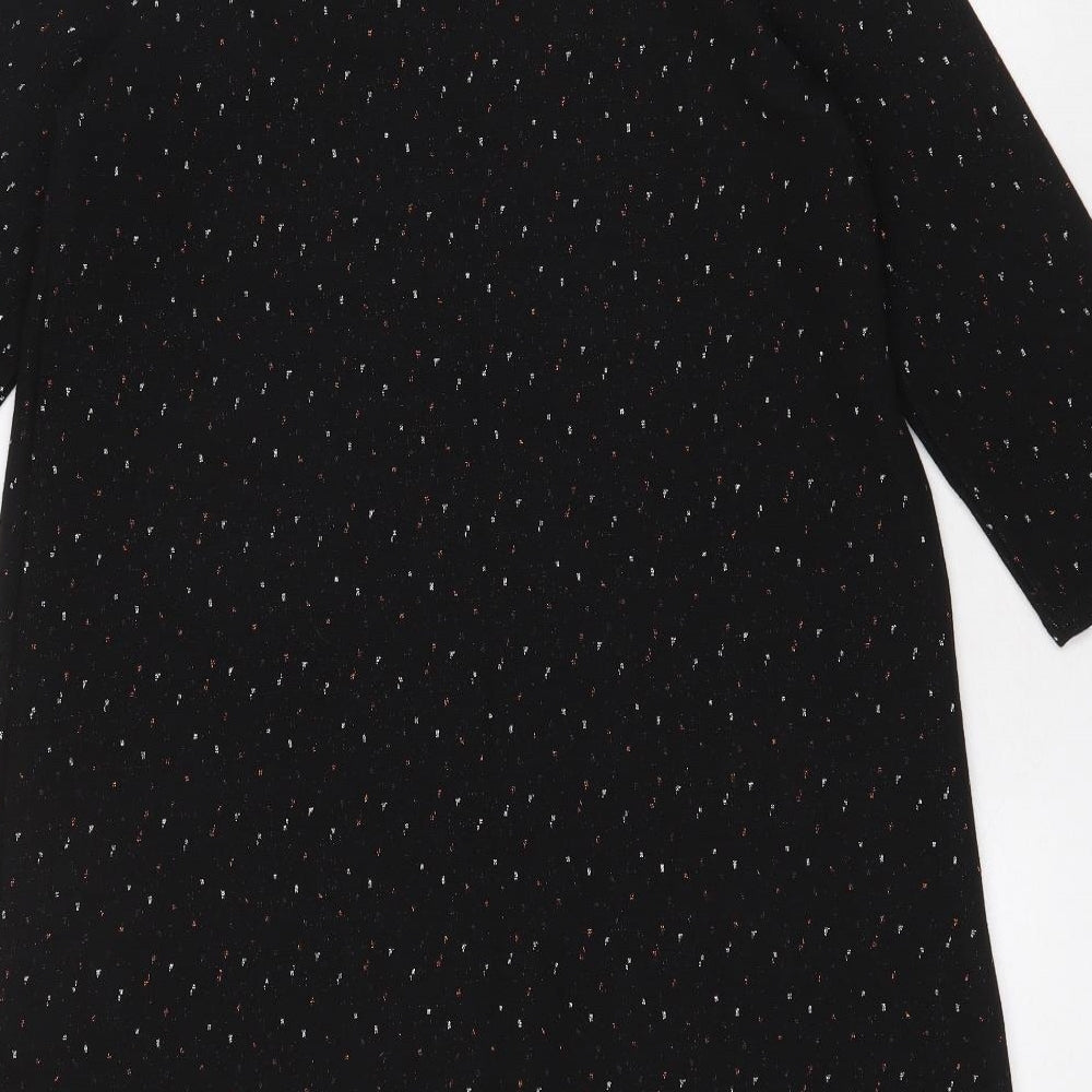George Womens Black Geometric Polyester A-Line Size 12 Round Neck Pullover