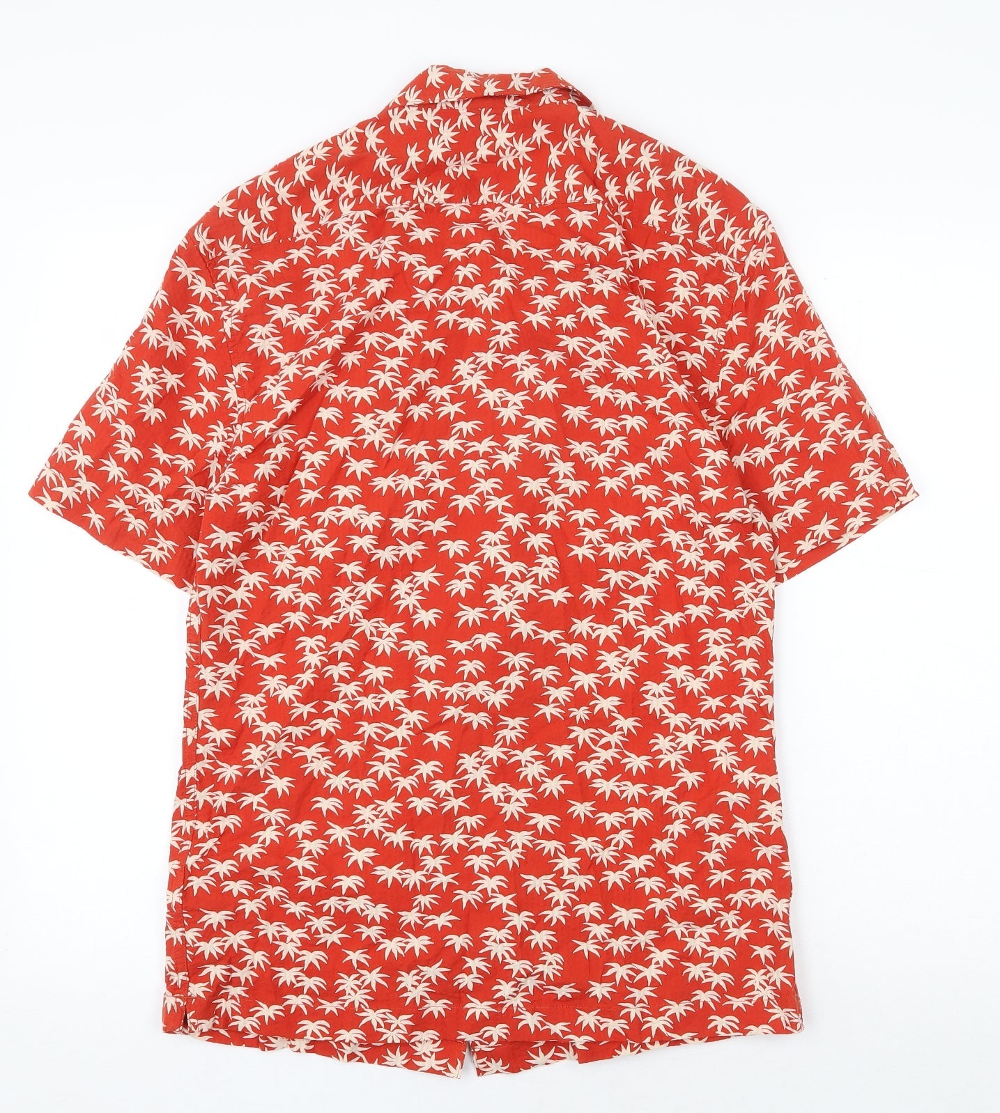Marks and Spencer Mens Red Geometric Cotton Button-Up Size S Collared Button
