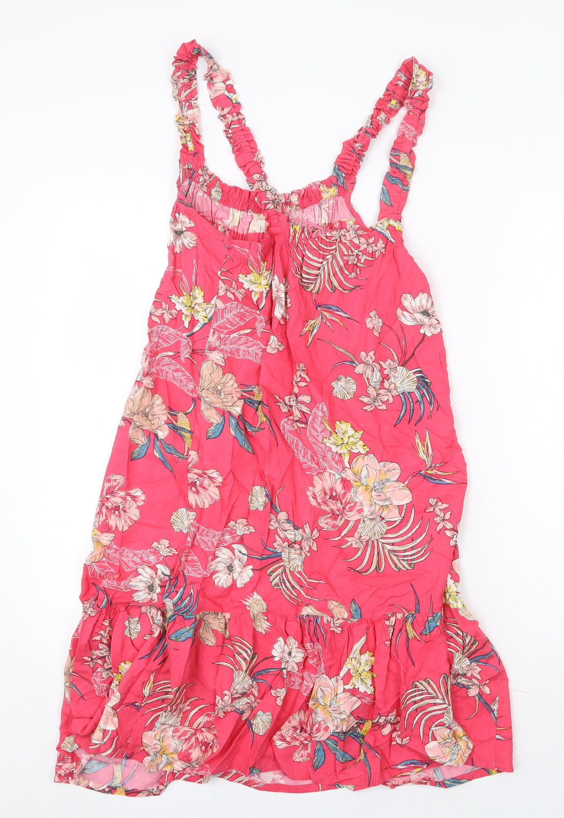Marks and Spencer Womens Pink Floral Viscose Tank Dress Size 6 Scoop Neck Pullover