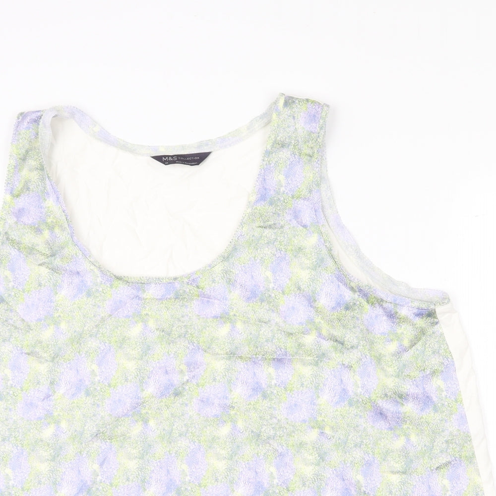 Marks and Spencer Womens Multicoloured Geometric Viscose Basic Tank Size 20 Round Neck