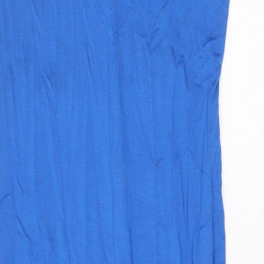Marks and Spencer Womens Blue Viscose Tank Dress Size 8 V-Neck Tie