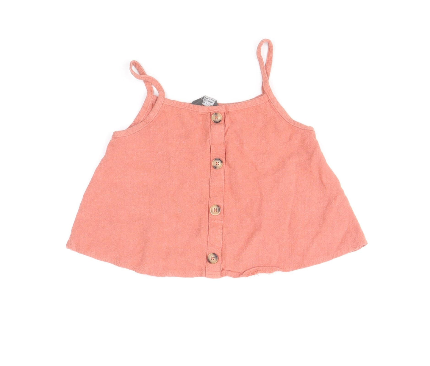 Primark Girls Pink Viscose Basic Blouse Size 7-8 Years Square Neck Pullover
