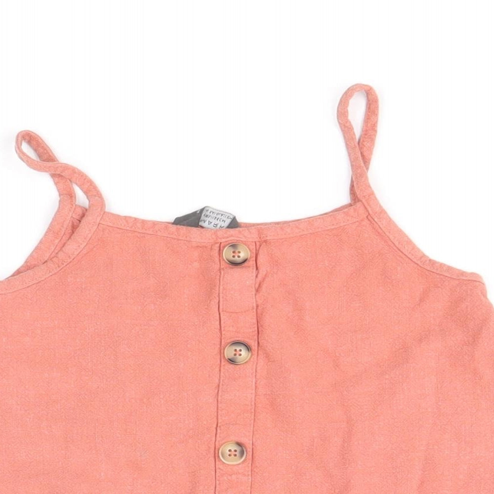Primark Girls Pink Viscose Basic Blouse Size 7-8 Years Square Neck Pullover