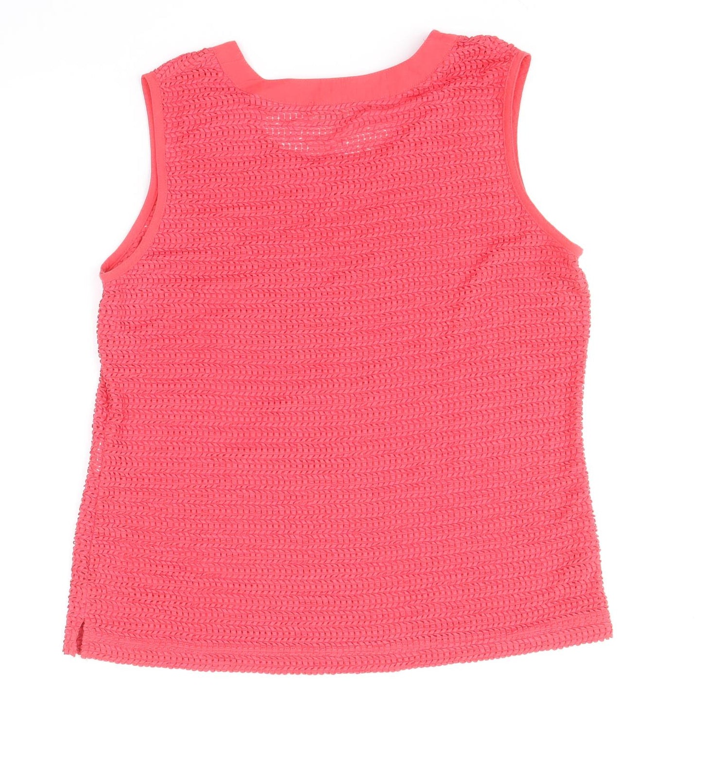 Rabe Womens Red Geometric Acetate Basic Tank Size 14 Round Neck