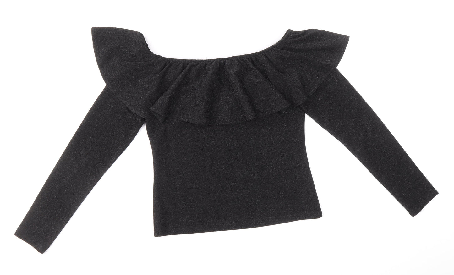 H&M Womens Black Polyester Basic T-Shirt Size S Off the Shoulder