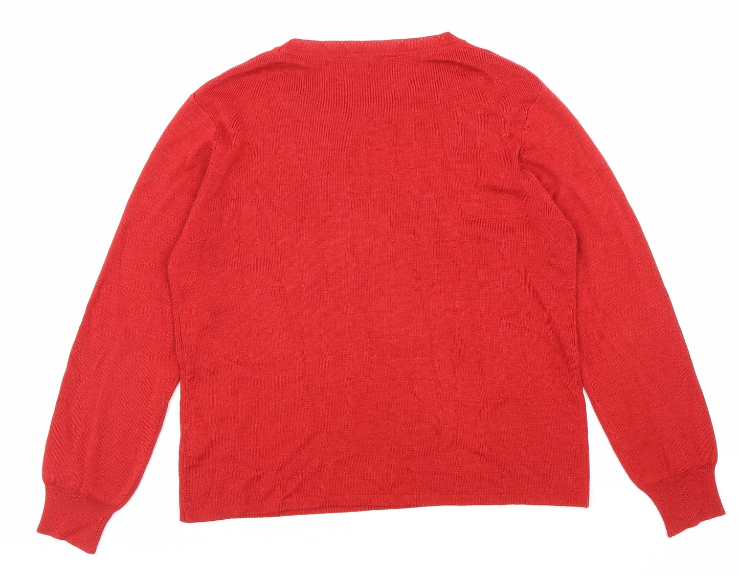 Preworn Womens Red Round Neck Acrylic Pullover Jumper Size M