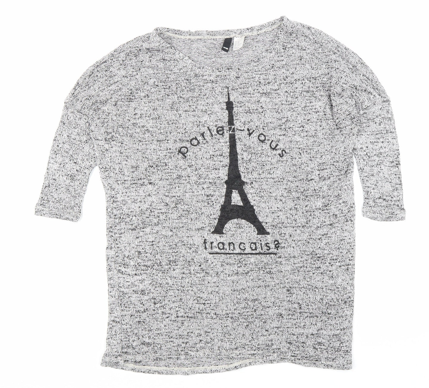H&M Womens Grey Round Neck Viscose Pullover Jumper Size XS - Paris