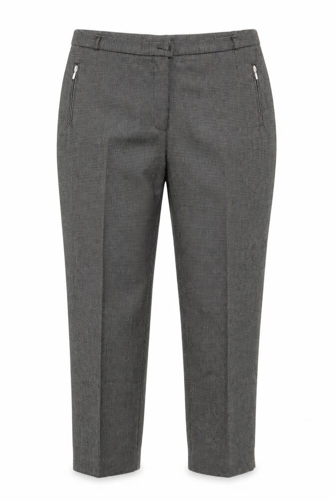 Marks and Spencer Womens Grey Geometric Polyester Trousers Size 16 Regular Zip