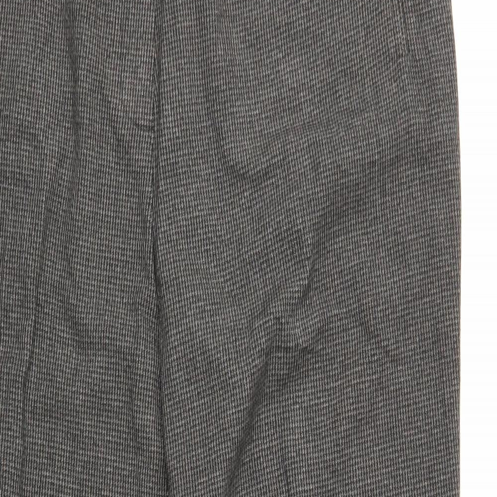 Marks and Spencer Womens Grey Geometric Polyester Trousers Size 16 Regular Zip