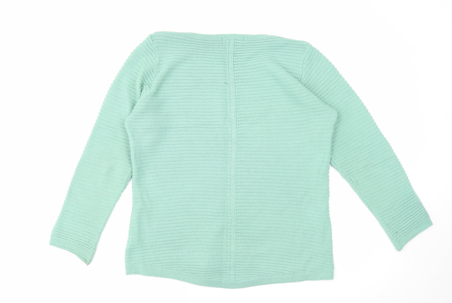 Bonmarché Womens Green Roll Neck Geometric Acrylic Pullover Jumper Size 12