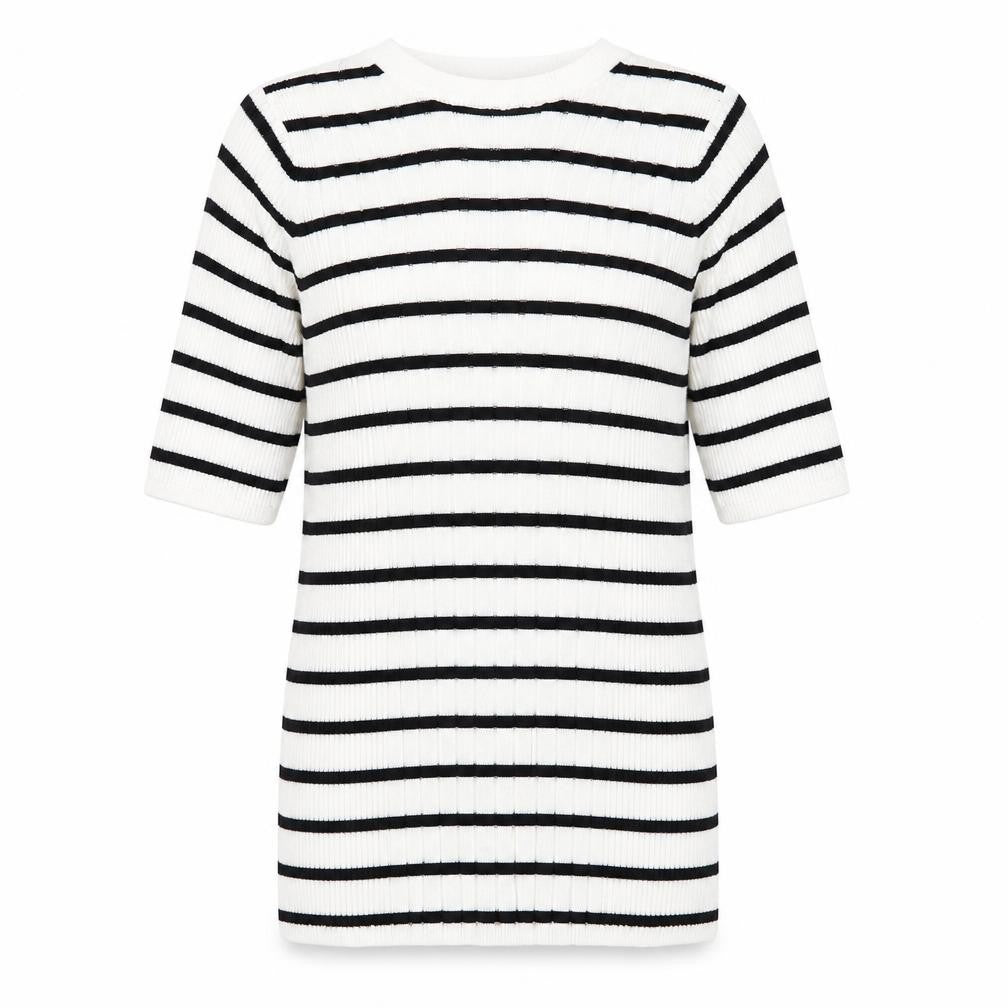 Marks and Spencer Womens White Round Neck Striped Viscose Pullover Jumper Size S