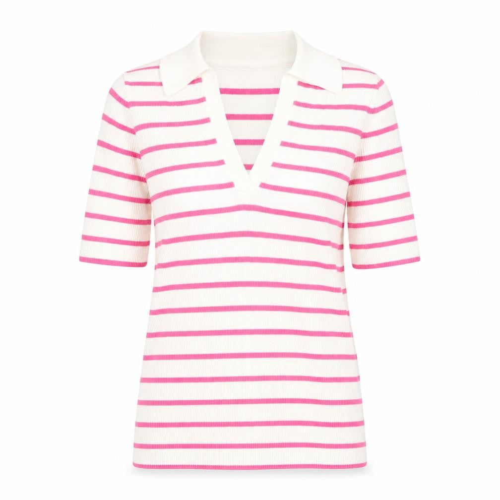 Marks and Spencer Womens White Collared Striped Cotton Pullover Jumper Size S