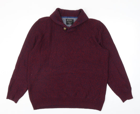 Burton Mens Red V-Neck Acrylic Pullover Jumper Size L