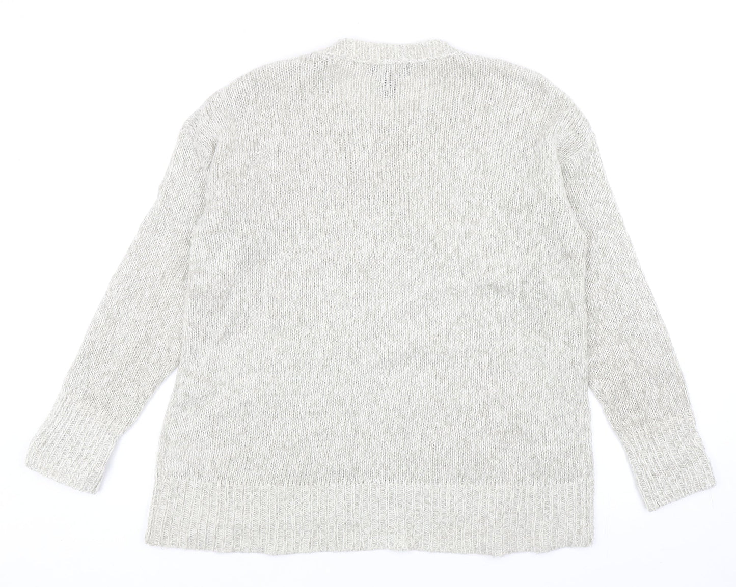 New Look Womens Grey Round Neck Acrylic Pullover Jumper Size S