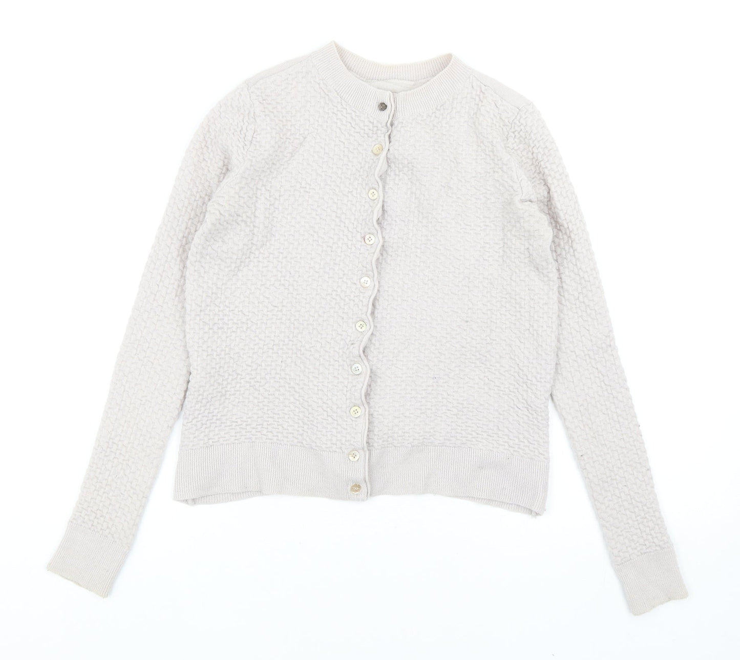 Devotion Womens Grey Round Neck Wool Cardigan Jumper Size L