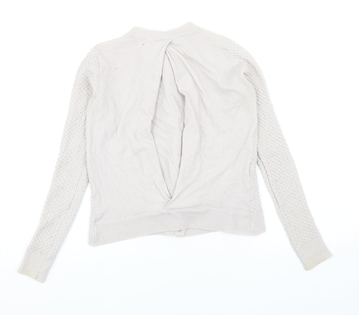 Devotion Womens Grey Round Neck Wool Cardigan Jumper Size L
