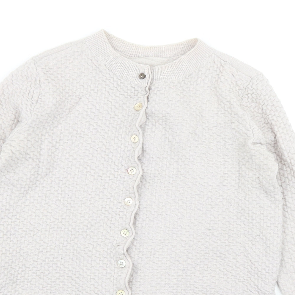 Devotion Womens Grey Round Neck Wool Cardigan Jumper Size L