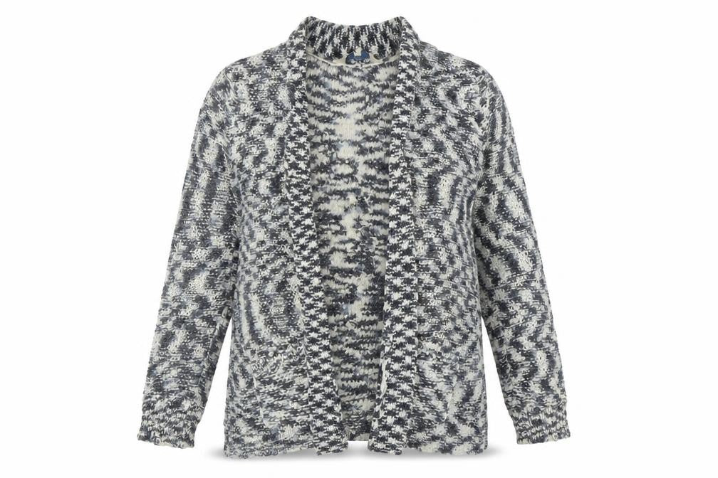 Peacocks Womens Blue V-Neck Geometric Acrylic Cardigan Jumper Size 16