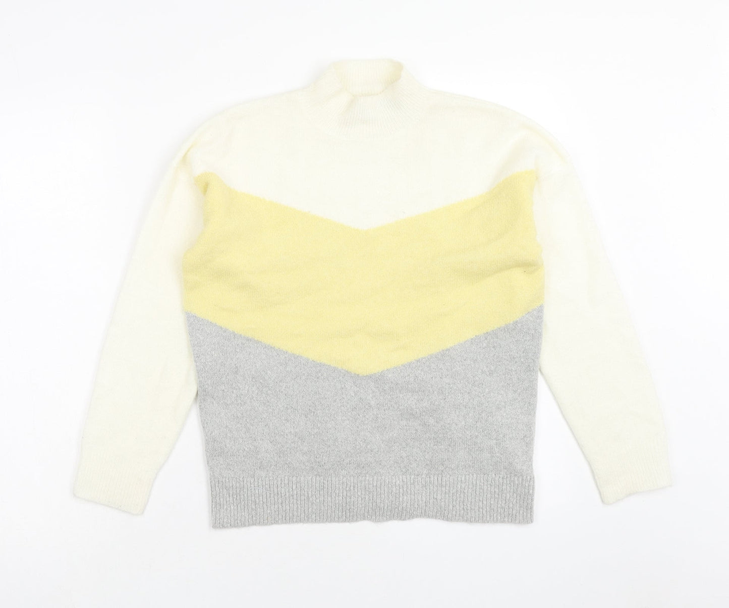 Oasis Womens Multicoloured Mock Neck Acrylic Pullover Jumper Size XS - Colourblock