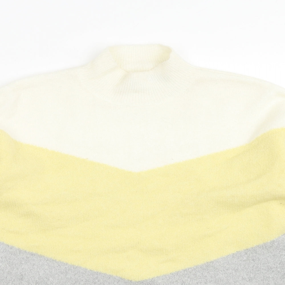 Oasis Womens Multicoloured Mock Neck Acrylic Pullover Jumper Size XS - Colourblock