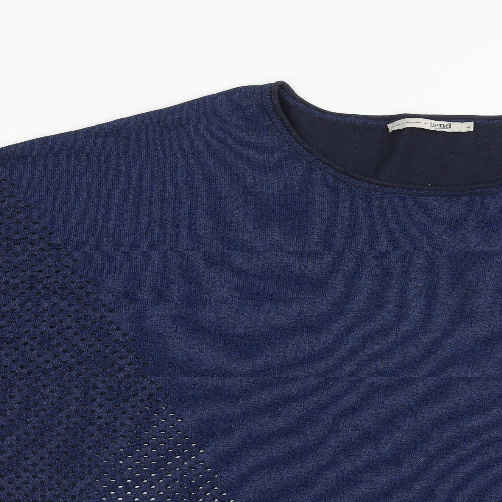 Trend Womens Blue Roll Neck Viscose Pullover Jumper Size L