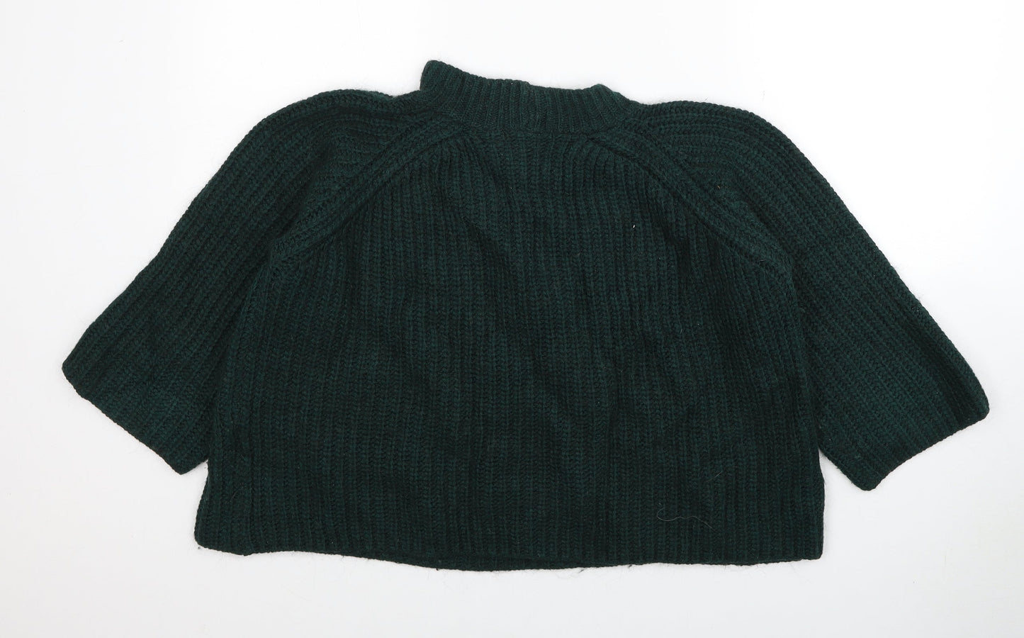 Marks and Spencer Womens Green Mock Neck Acrylic Pullover Jumper Size 14