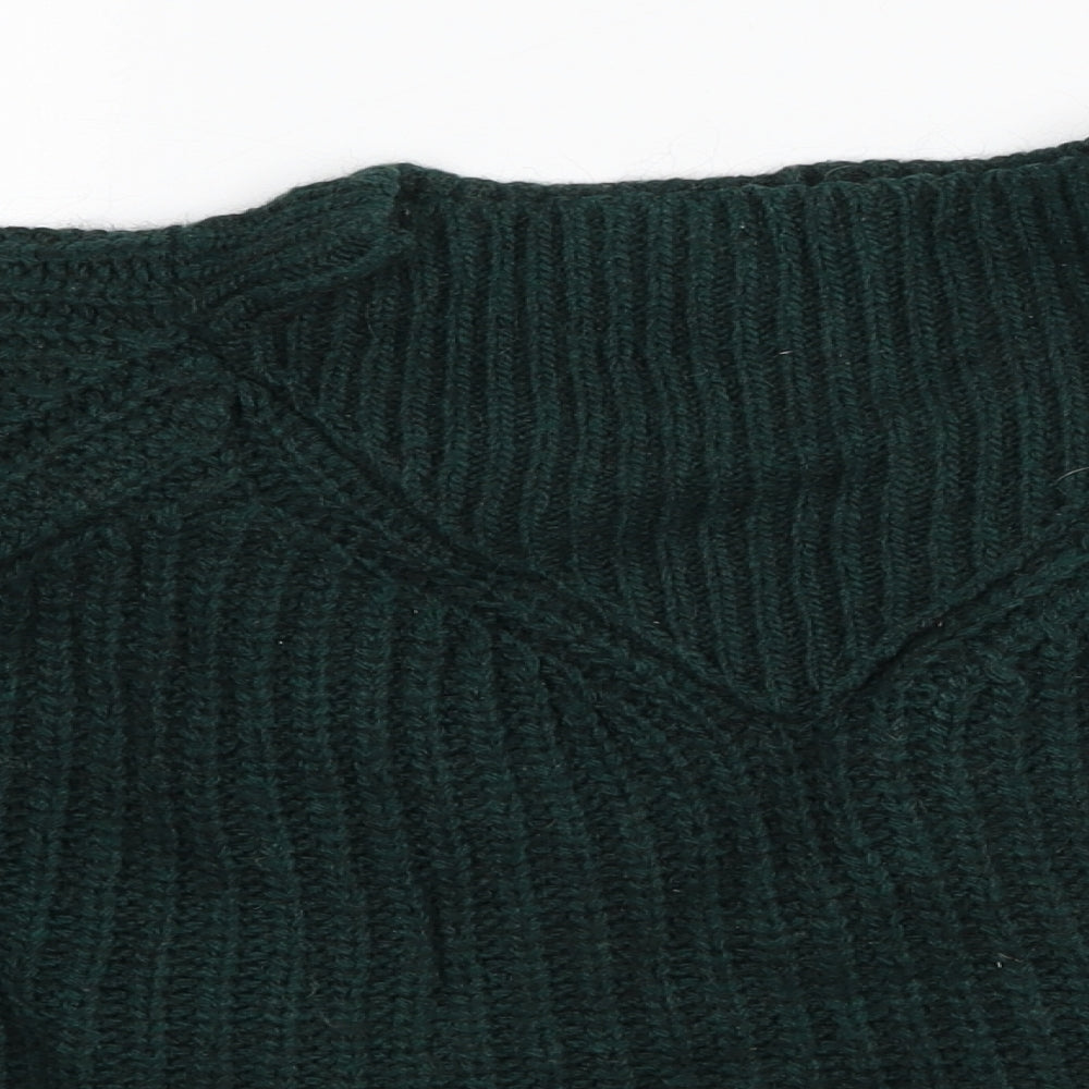 Marks and Spencer Womens Green Mock Neck Acrylic Pullover Jumper Size 14