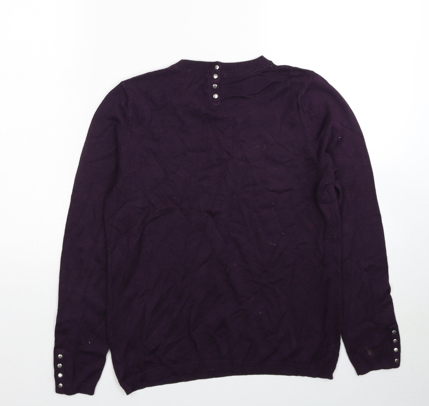 Debenhams Womens Purple Round Neck Viscose Pullover Jumper Size 12
