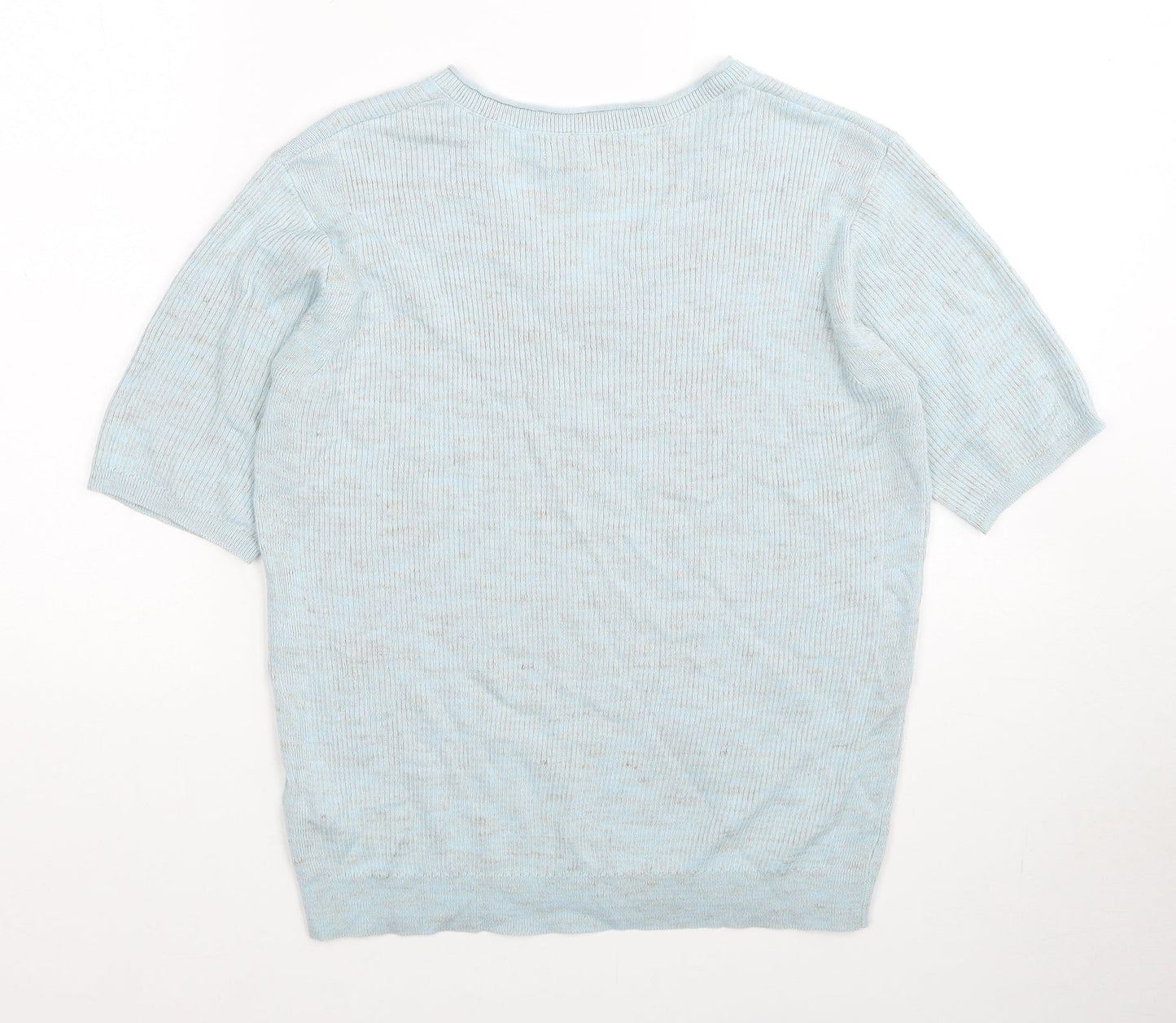 Marks and Spencer Womens Blue V-Neck Acrylic Pullover Jumper Size S