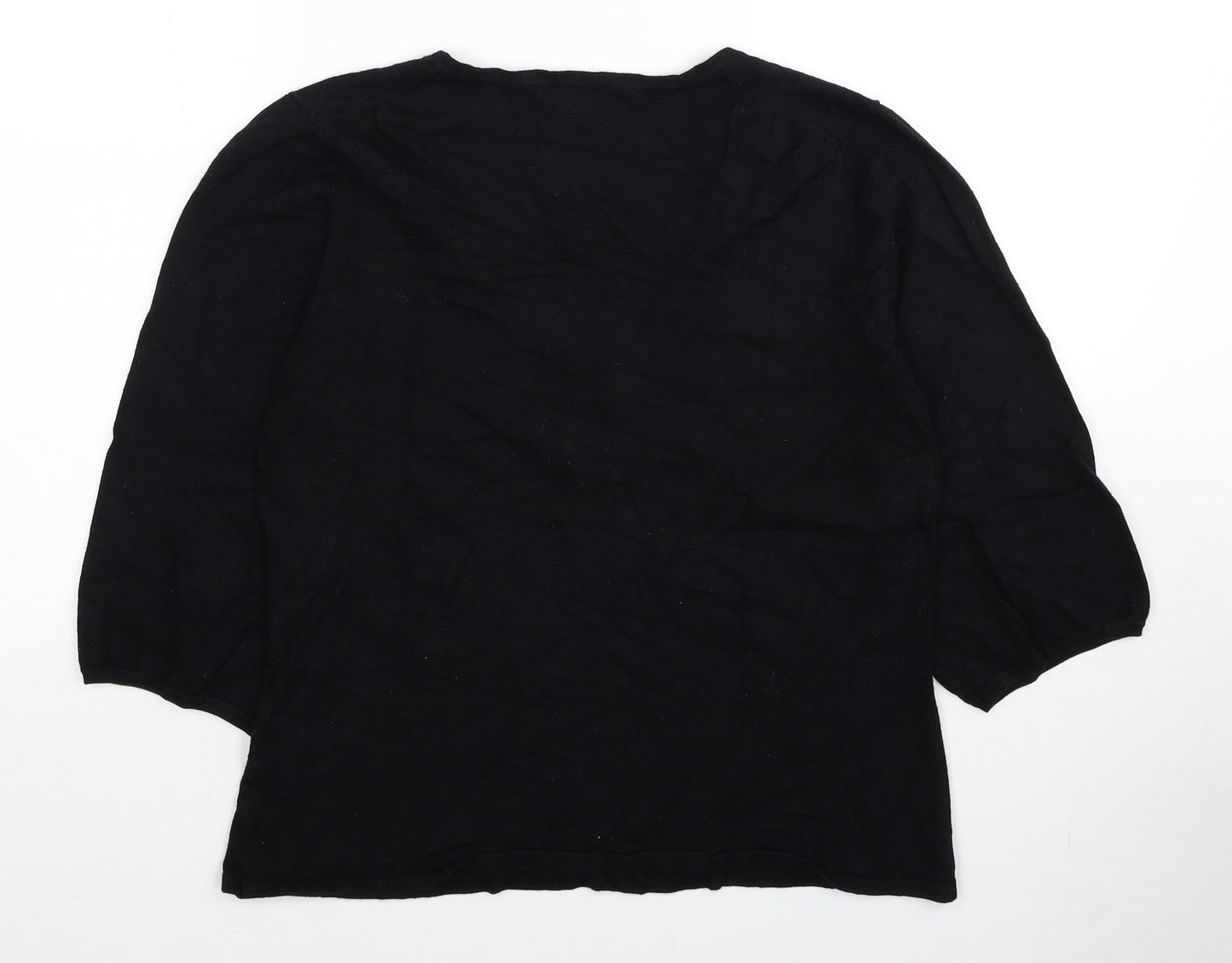 Monsoon Womens Black V-Neck Viscose Pullover Jumper Size 12