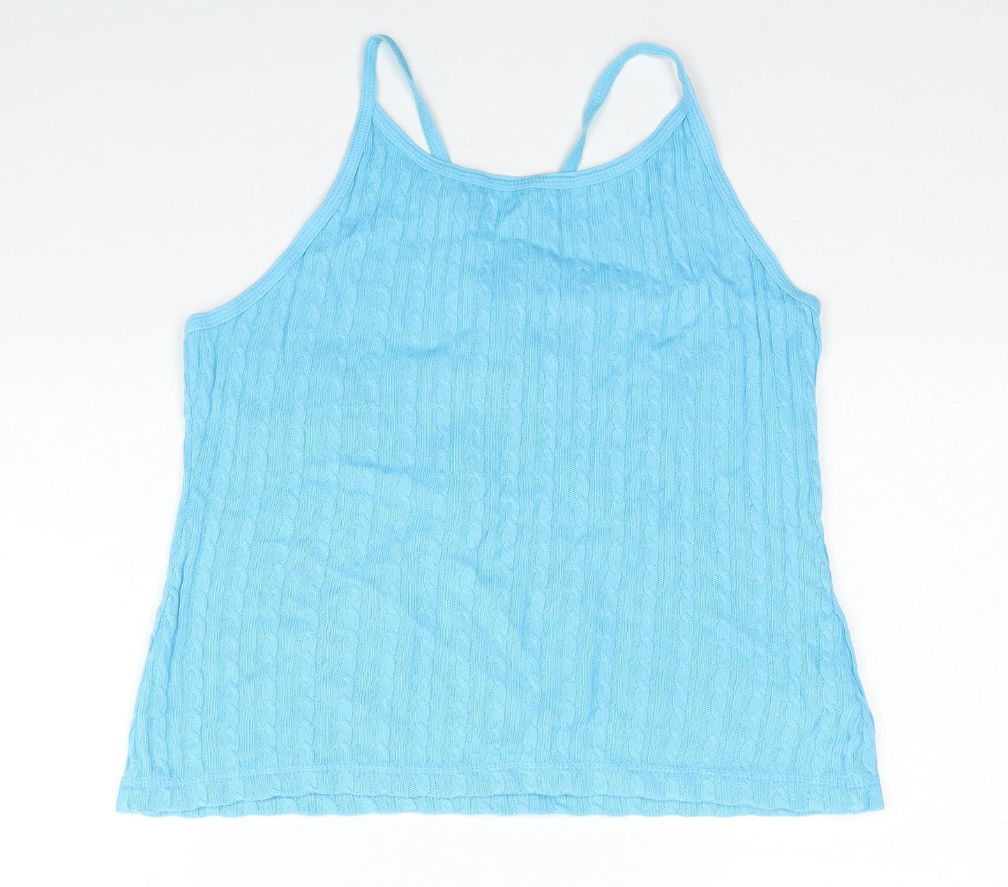 NEXT Womens Blue 100% Cotton Basic Tank Size L Round Neck