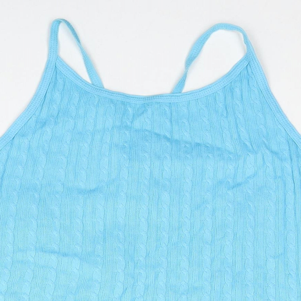 NEXT Womens Blue 100% Cotton Basic Tank Size L Round Neck