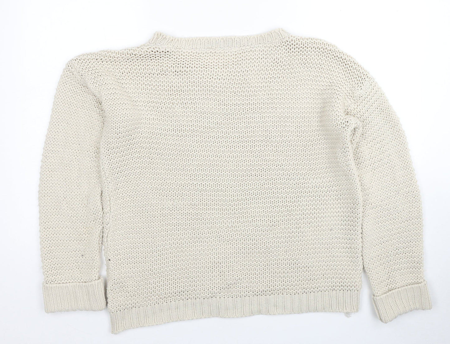 Miss Selfridge Womens Beige Boat Neck Acrylic Pullover Jumper Size 6
